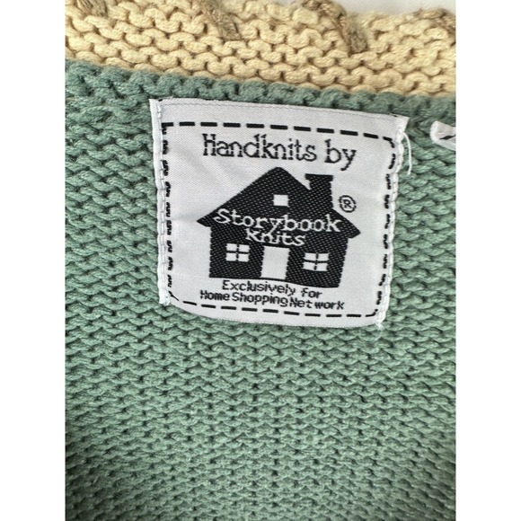 Storybook Knits Patchwork Spring Themed Cardigan Sweater Ramie Cotton Size Large - Picture 12 of 16